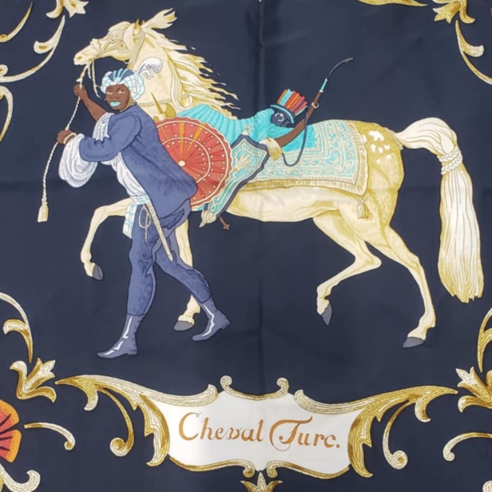 Authentic Hermes Scarf " CHEVAL TURC" 35 X 35 - Picture 2 of 10